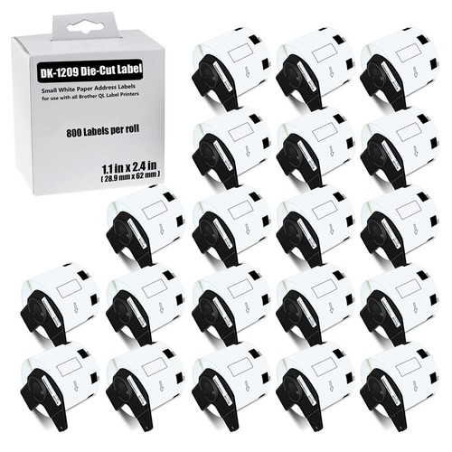 20Rolls 1-1/7" x 2-3/7" Small Address Tape DK-1209 for Brother QL Labels Printer