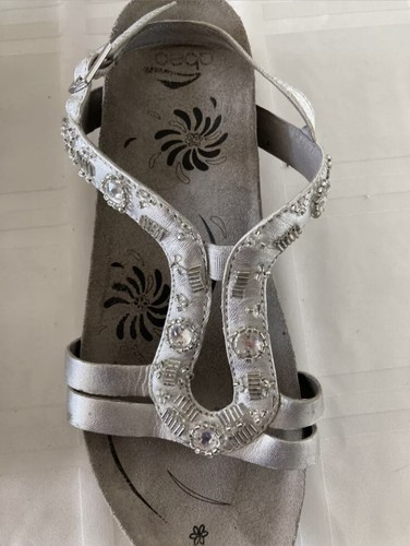 Abeo Women's Sz WN 11 Silver Jeweled Sandals TS0 - Picture 4 of 8