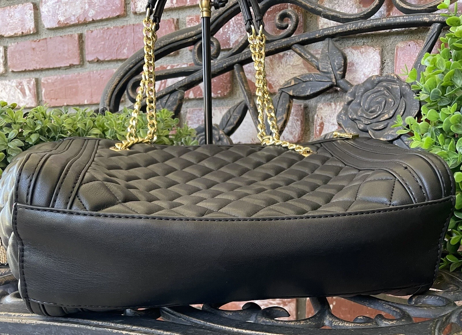 Borsa a mano trapuntata Love Moschino; Borsa Napa Pu Trapuntata Nero; Borsa per la polvere; Nuova con T