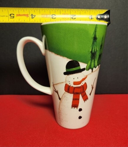 Latte Mug 16oz Vintage Santa & Snowman 6" Stoneware Christmas, Winter, Hot Coco - Picture 5 of 5