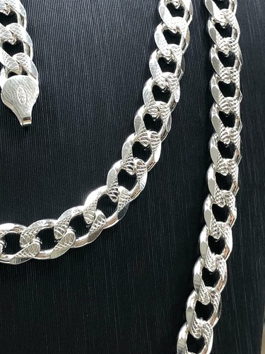 925 Solid Sterling Silver 6mm Men's Diamond Cut Curb Chain Necklace 20" 22" 24" - Picture 4 of 7