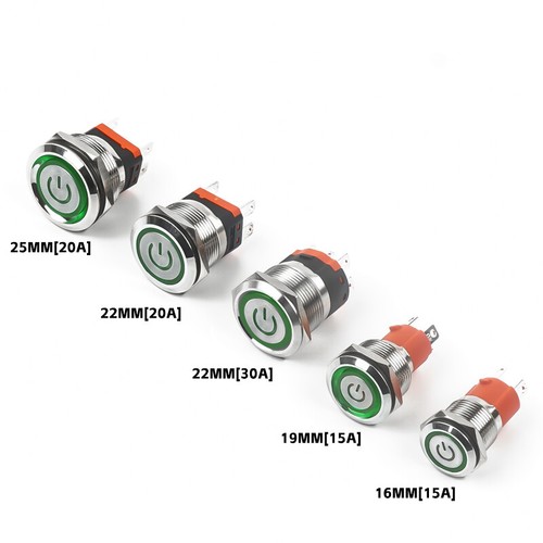 Metal Pushbutton Switch 16/19/22/25mm Waterproof IP68 LED Illuminated ON/OFF - Picture 17 of 23