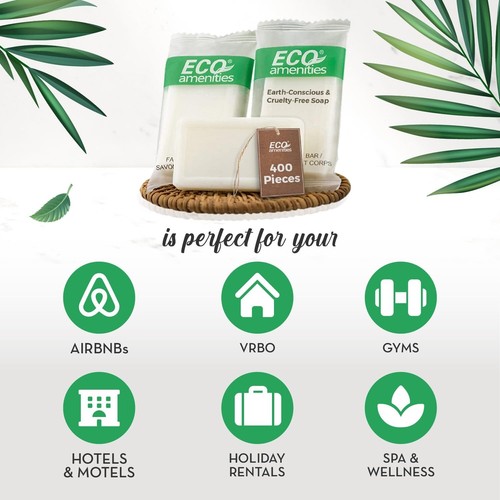 Eco-Friendly 400 Bulk Travel Soap Bars - Individually Wrapped Green Tea - Picture 4 of 9