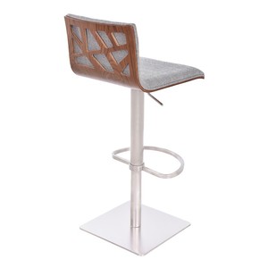 Armen Living Crystal Barstool Steel Grey Fabric Walnut Lccrbagrf Image Is Loading Armen Living Crystal Barstool Steel Grey Fabric Walnut