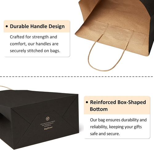 Small Gift Bags with Handles 50Pcs 5.25X3X8 Kraft Paper Bags Bulk for Party Favo - Bild 7 von 7