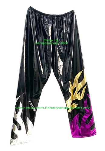 Unisex Shiny Metallic Wrestling Trousers Pants Unisex Flame Tights/Pants F1115 - Picture 10 of 16