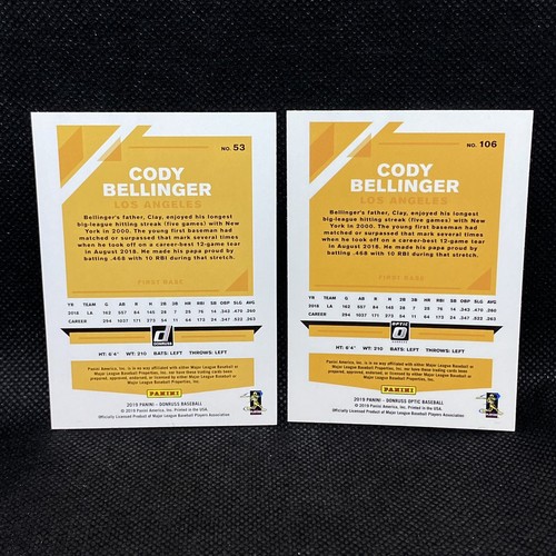 2019 Donruss Optic Cody Bellinger Los Angeles Dodgers #106 & Donruss - Picture 2 of 2