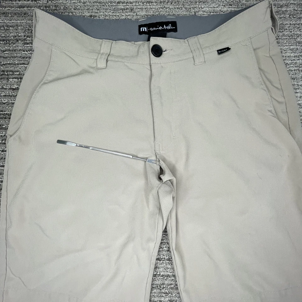 Pantalones Cortos Travis Mathew Talla 30 Hombre Tiro Medio Informales Chino Bolsillos Cortados Beige Marrón Foto 2 de 4