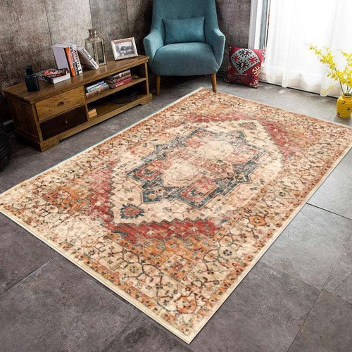 Retro Imitation Cashmere Area Rug Living Room Bedroom Non-slip Machine Washable - Picture 34 of 38