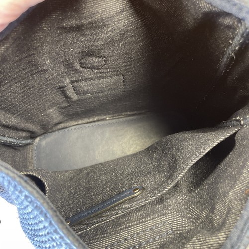 Banana Republic Straw Bucket Shoulder Crossbody Bag Navy Blue w/ Leather Trim - Picture 11 of 13