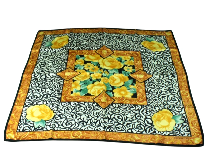 Raro Auténtico GIVENCHY Floral Vintage Mujer Lujo Seda Bufanda Cuadrada 34" pulgadas Foto 2 de 4