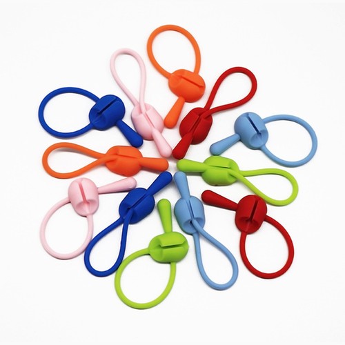 16 Pcs Wire Manager Organizer Soft Cable Ties Travel Silicone - Afbeelding 5 van 12