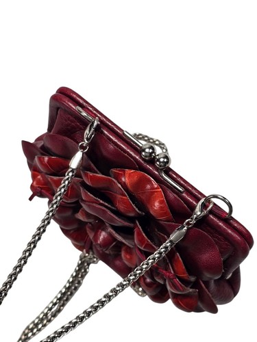 Brighton Roselie Crossbody Small Purse Bag, Deep Red Rose With Chain Kisslock - Picture 4 of 14