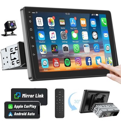 9'' Car Stereo Single 1DIN Rotatable Apple CarPlay Head Unit Radio MP5 Player CAM