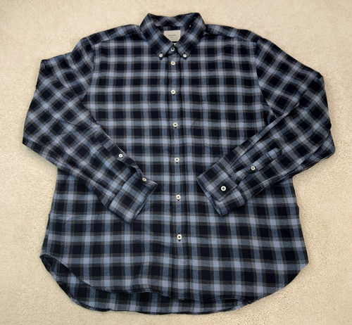 Billy Reid Plaid Flannel Long Sleeve Button Down Shirt Blue Men's XL 100% Cotton - Picture 12 of 12