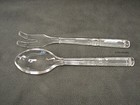 Vintage Crystal Clear Glass Salad Serving Spoon and Fork Set 10"