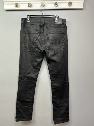 Guess LA Robertson Slim Tapered Jeans Mens 34x32 Black Denim Distressed - Picture 2 of 11