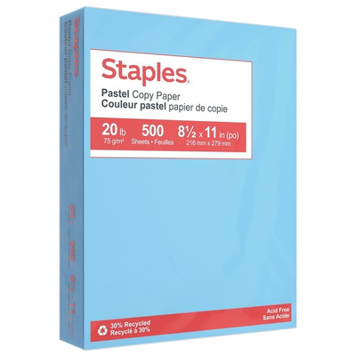 #ad #ad Staples Pastel 30% Recycled Color Copy Paper 20 lbs. 8.5quot; x 11quot; Blue 500 Ream $10.79