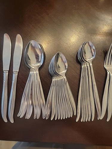 N.S Co NST58 National Stainless Japan 48pc MCM SWIRL Flatware Set with SERVING - Picture 6 of 12