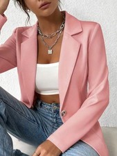 Slim Fit, Lapel, Single-Button, Pink Blazer - Suitable For Both Work And Casual