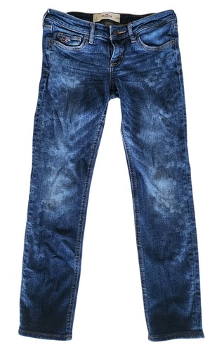 Pantalones de mezclilla ajustados de tiro bajo laterales con patrón floral Hollister talla 3 cintura de 27 pulgadas - Imagen 1 de 15