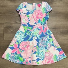 Girl's Lilly Pulitzer Arya Dress Peony For Your Thoughts Pink Blue Size 10