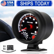 3.75" 12V Car Tachometer Gauge Meter 0-8000 RPM With LED Shift Light Universal