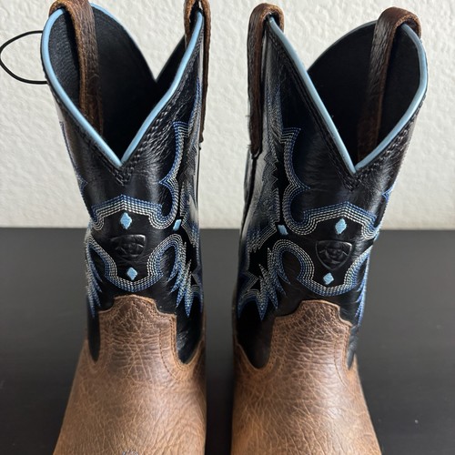 Ariat Youth Boys Boots Square Toe Size 6 Brown Black Blue EUC - Picture 13 of 13