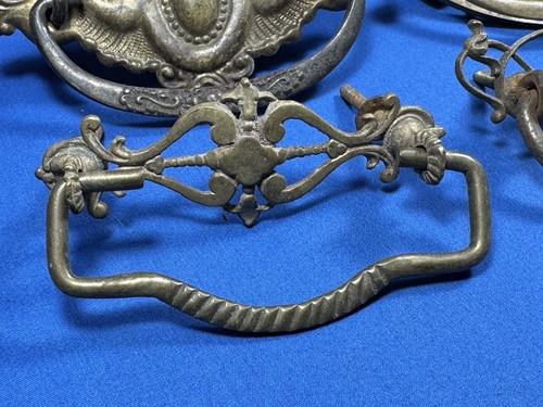 6 19thC. Furniture Drawer Pulls including 5 Cast & 1 Pressed ~ Ornate, Victorian - Picture 2 of 12