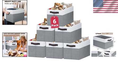 6 Pack Nursery Organizer Bins - Bedroom Storage Solution - Picture 2 of 9