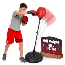 Punching Bag Stand for Ages 8-15 – 58" Adjustable Reflex Bag Boxing Set wi