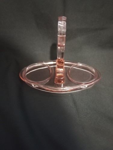 Vassoio solo crema e zuccheriera in vetro rosa depressione vintage - Foto 1 di 4