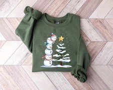 Christmas Snowman Sweatshirt Winter Holiday Festive Season Gift