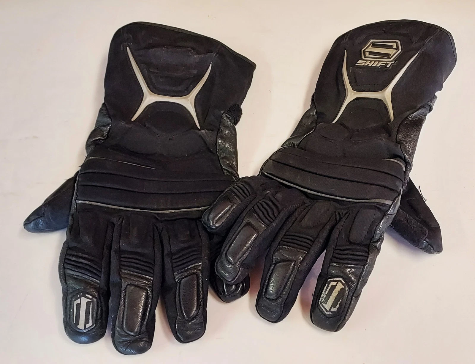 SHIFT Long Cuff Black Gray Gloves Motorcycle Leather Polyester 12 XXL