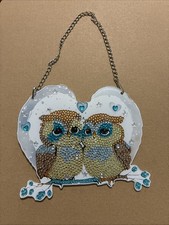 Finished Diamond Art Owls and Love Heart Wall Hanging