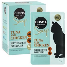 Cosma Soup Tuna & Chicken With Sweet Potatoes Adult Wet Cat Food *24 x 40g* PACK