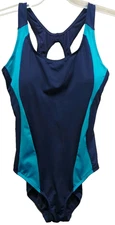 TYR Women's Max Splice One Piece Racerback Padded Swimsuit Navy/Torq Size 16 Q9