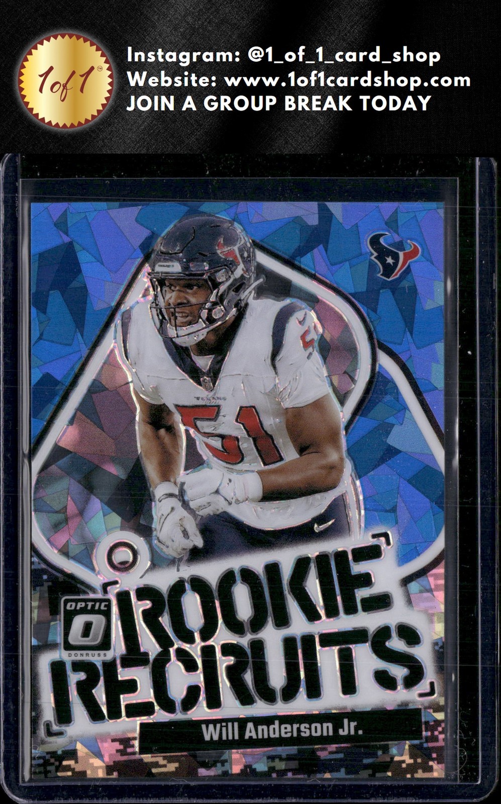 2023 Donruss Optic #18 Will Anderson Jr. Rookie Recruits Ice #/15 AB