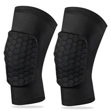 Knee Compression Pads Sleeve Basketball Volleyball Honeycomb Pair Black Small