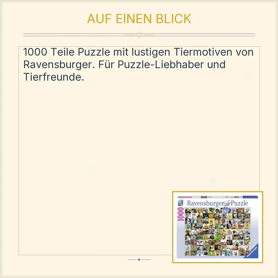 Ravensburger Puzzle Animali Divertenti 1000 Pezzi Collage - Immagine 2 di 3