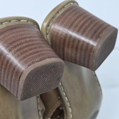 WHITE MOUNTAIN Tan Leather Block Heel Aruba Slides Sandals Womens 9 Coastal Boho - Picture 8 of 9