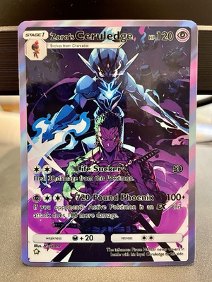#ad One Piece X Pokemon Custom TCG Pocket Zoro#x27;s Ceruledge Holo IR Fan Art $9.45