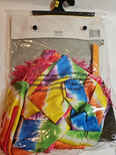 Groovy Girl Costume S 4-6 Tie Dye Fringe Hippie 60s Halloween NWOT - Picture 2 of 2