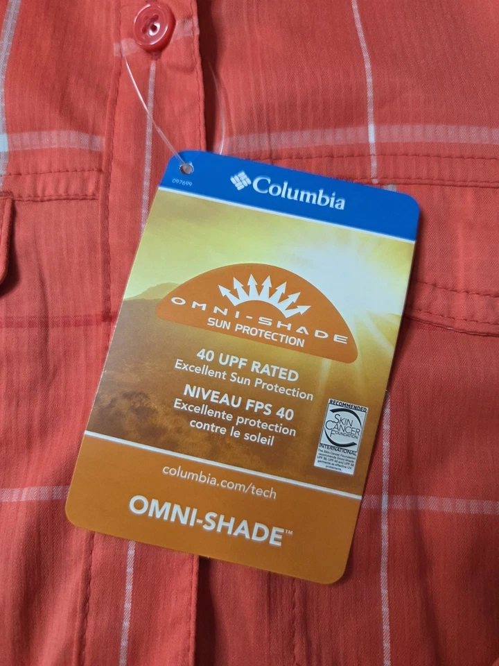 Columbia Omni Shade 纽扣衬衫卷片长袖钓鱼女式 XS 全新带标签 — 第 4/4 张图片
