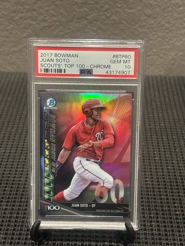 Juan Soto 2017 Bowman Chrome Refractor Scouts' Top 100 # BTP60 PSA 10 GEM MINT