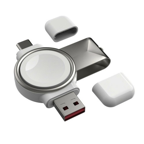 USB & USB-C Dual Interface Wireless Charger For iWatch 2/3/SE/4/5/6/7 Watch - Picture 2 of 9