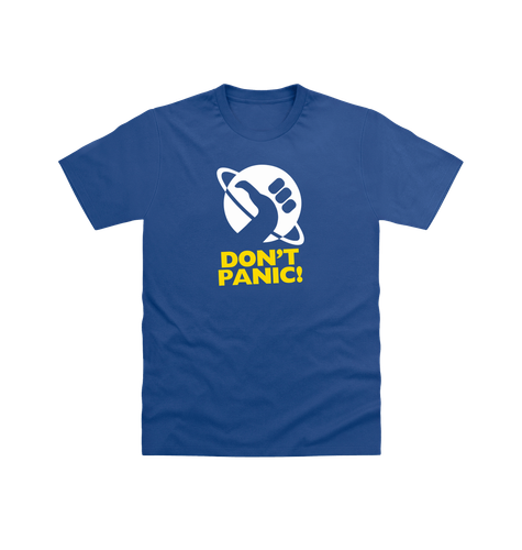 Inspired By The Hitchhiker's Guide To The Galaxy Don't Panic T Shirt - Picture 1 of 6