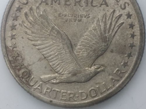 1917D United States Standing Liberty 25Cent Typ-1 No Stars below Eagle Full Head - Picture 3 of 11