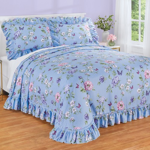 Butterfly Garden Pliss� Ruffled Edge Bedspread - Picture 2 of 2