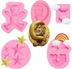 Star Chocolate Molds, Cute Bear with Moon Silicone Molds, Cloud Rainbow Bow Bear